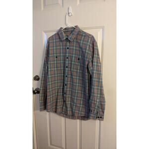LL Bean Blue Plaid Medium Tall Button Down Shirt